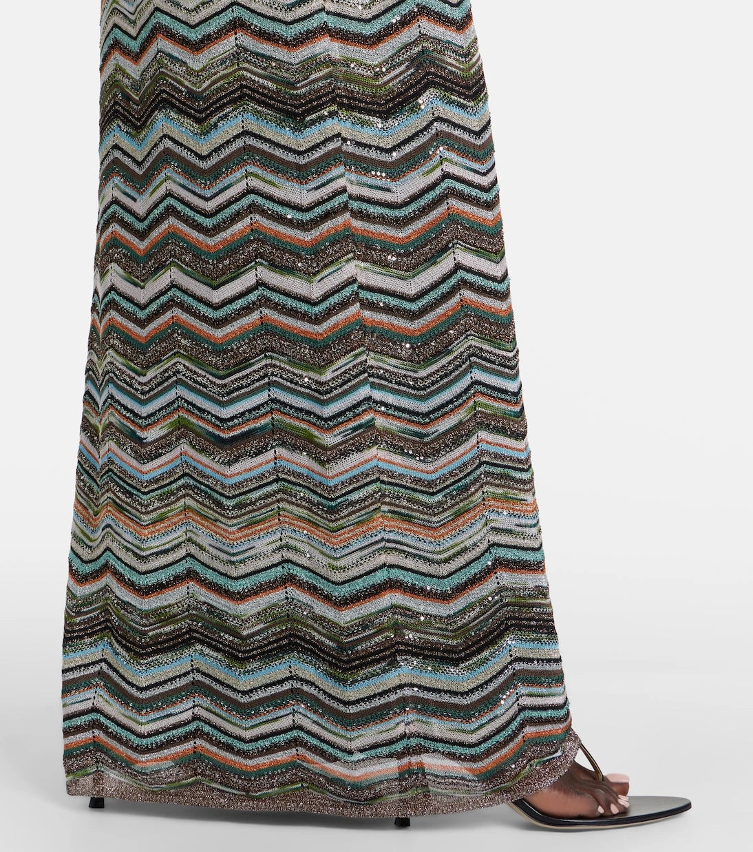 Missoni - Zigzag one-shoulder lamé maxi dress