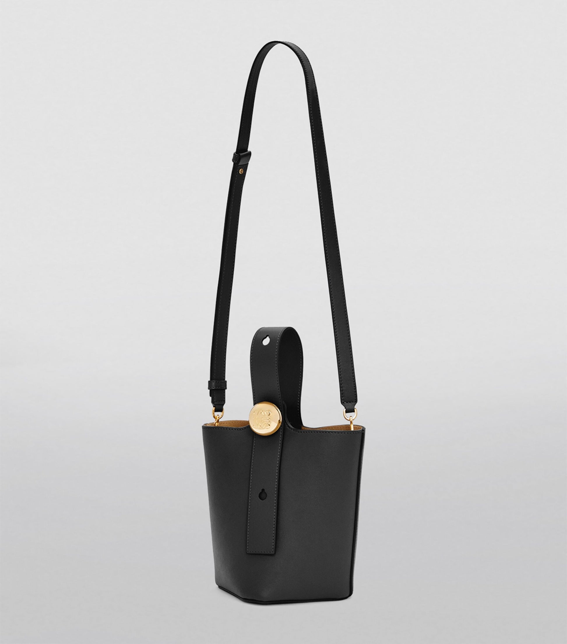 LOEWE Black Mini Leather Pebble Bucket Bag