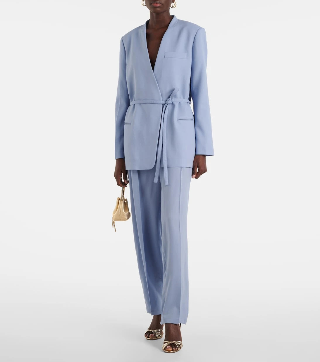 Joseph - Bucklel wool crêpe wide-leg pants
