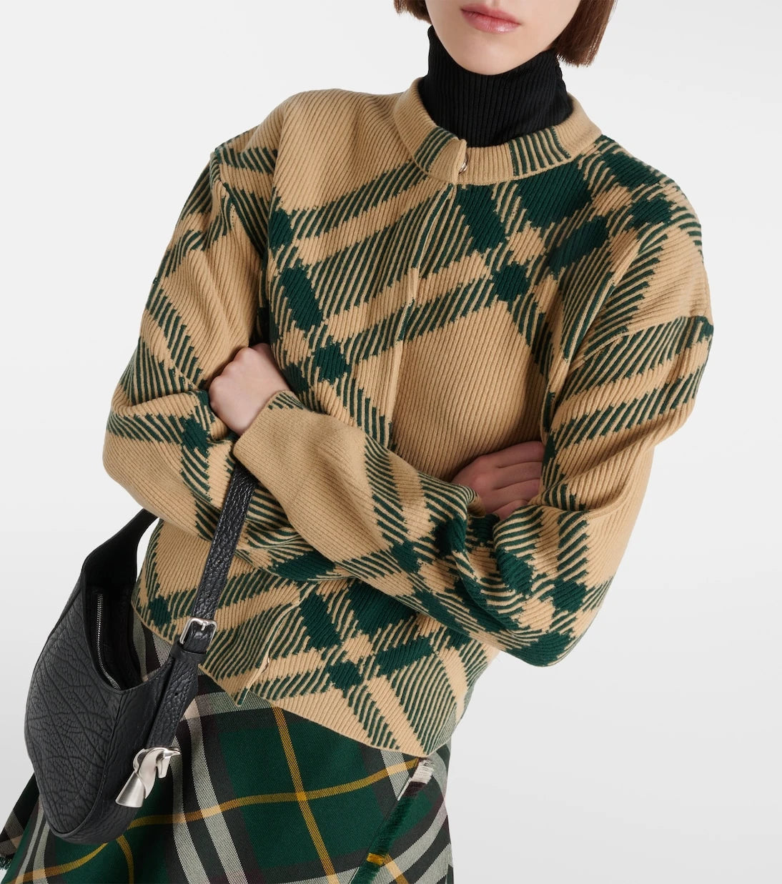 Burberry - كارديغان بربري من مزيج الصوف بنقشة المربعات
