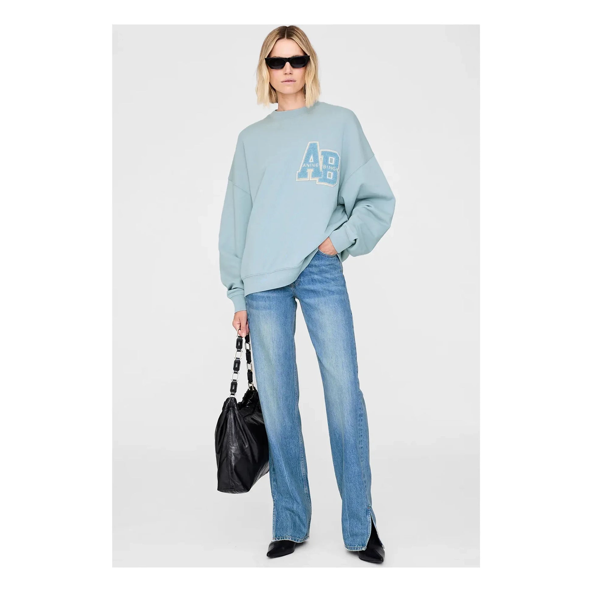 Anine Bing - Oversize Miles Letterman sweatshirt | Light Blue