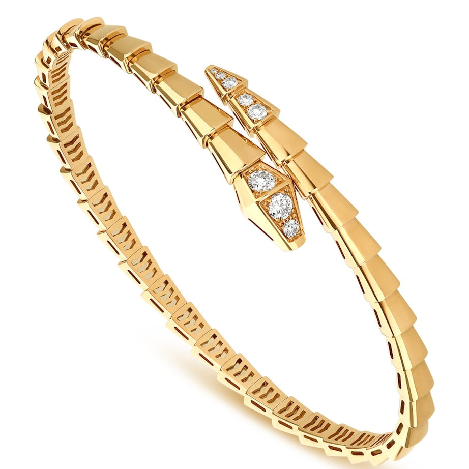 Bvlgari Yellow Gold and Diamond Serpenti Viper Bracelet