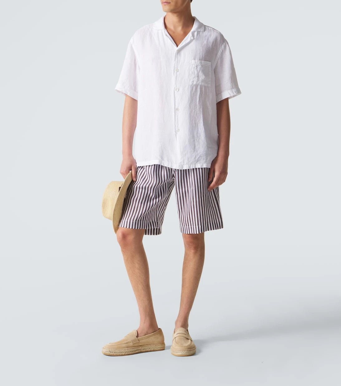 Fedeli - Striped linen Bermuda shorts