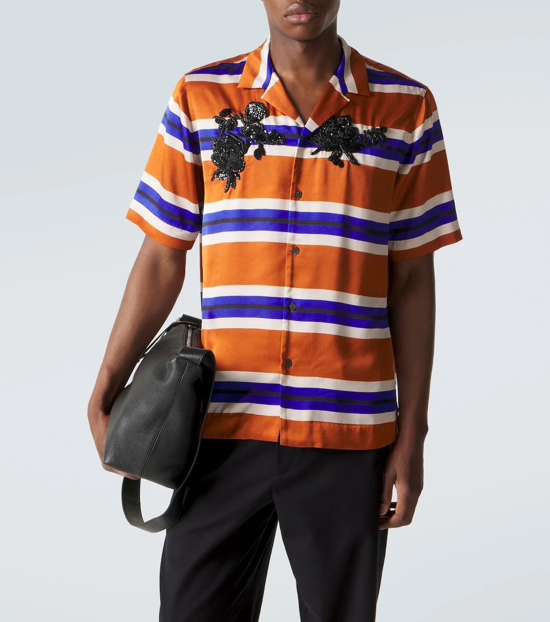 Dries Van Noten - Embellished striped satin shirt