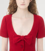 Valentino Red Virgin Wool Bow-Detail Mini Dress