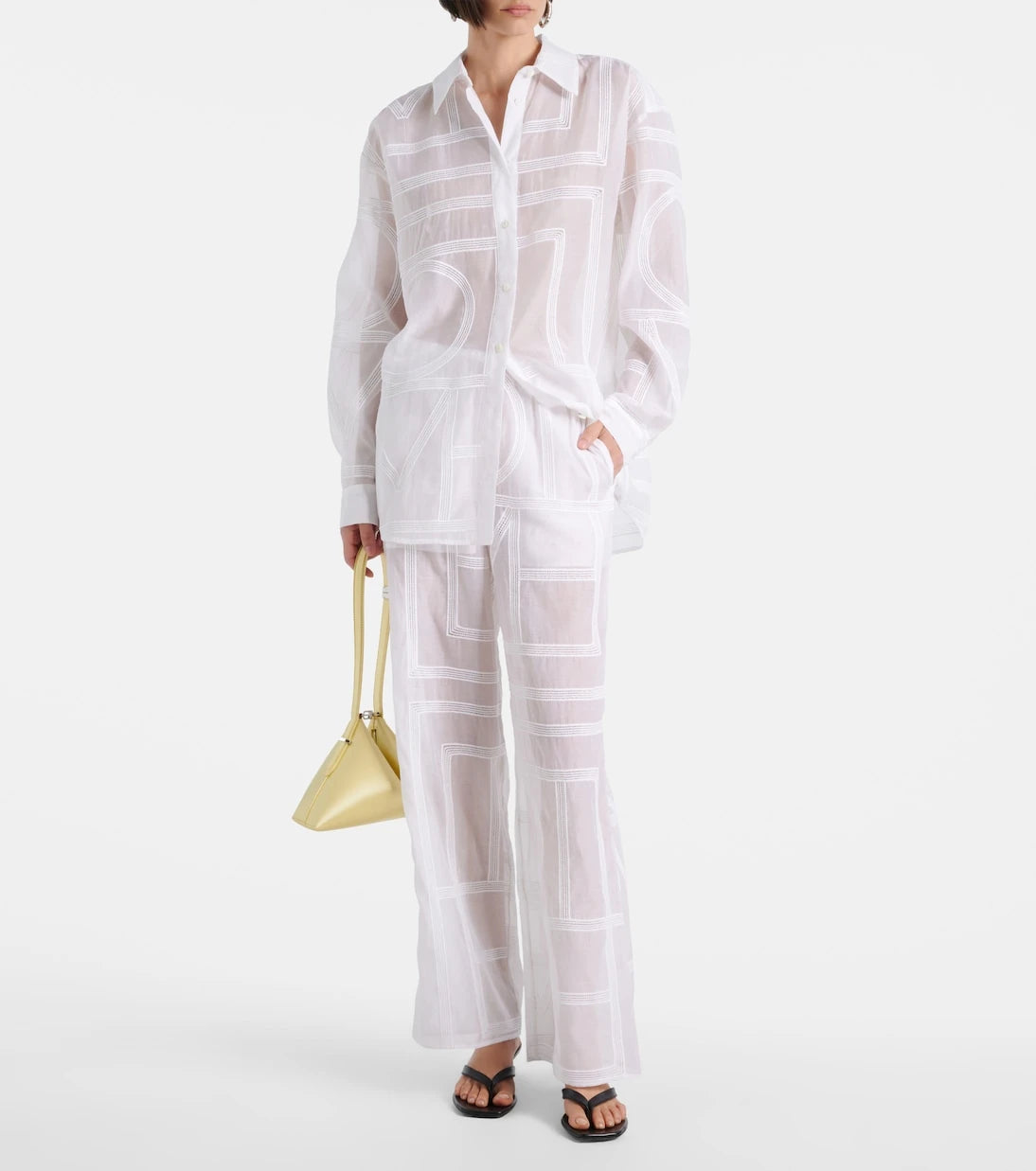 Toteme - Embroidered cotton and silk voile shirt