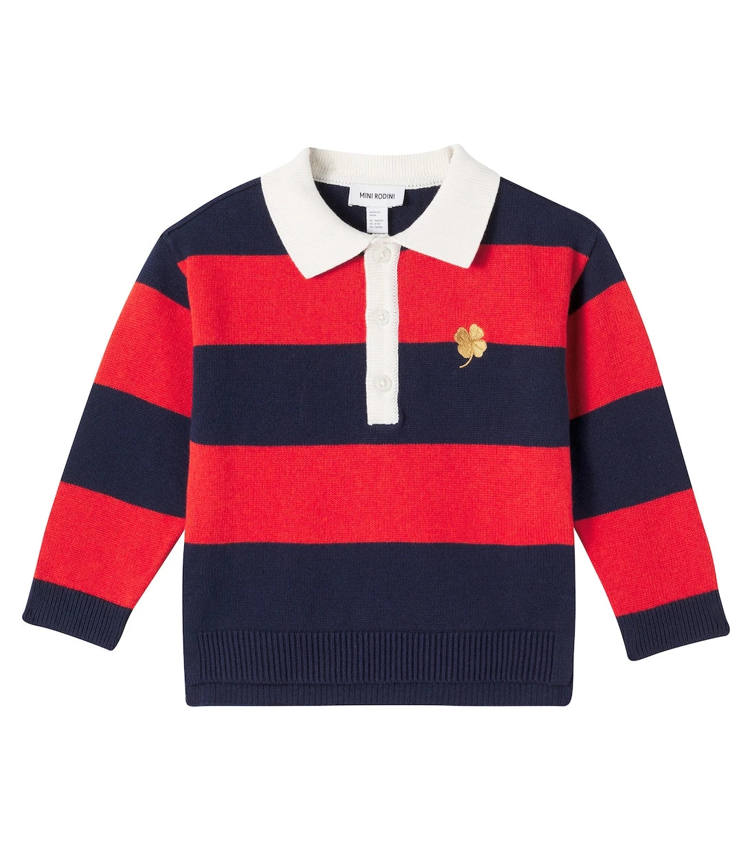Mini Rodini - Striped cotton and wool polo sweater