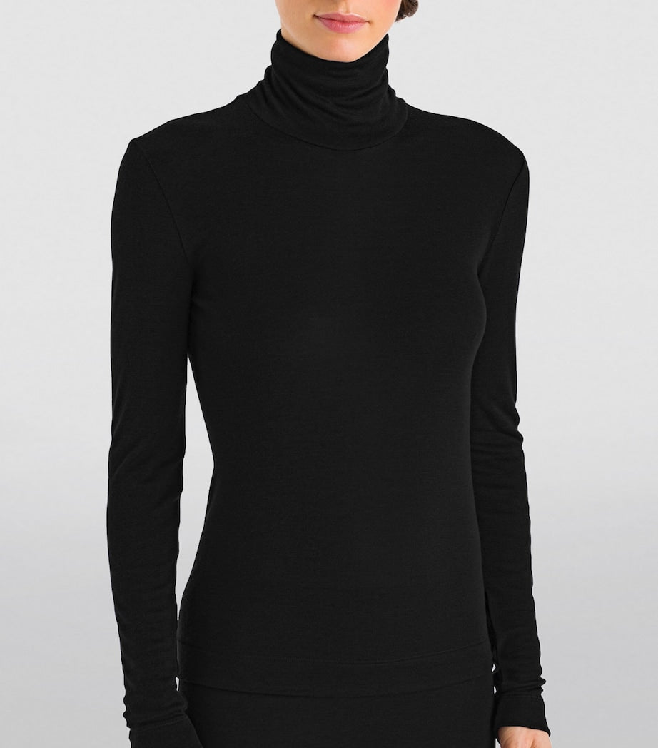 Hanro Black Silk-Cashmere Rollneck Top