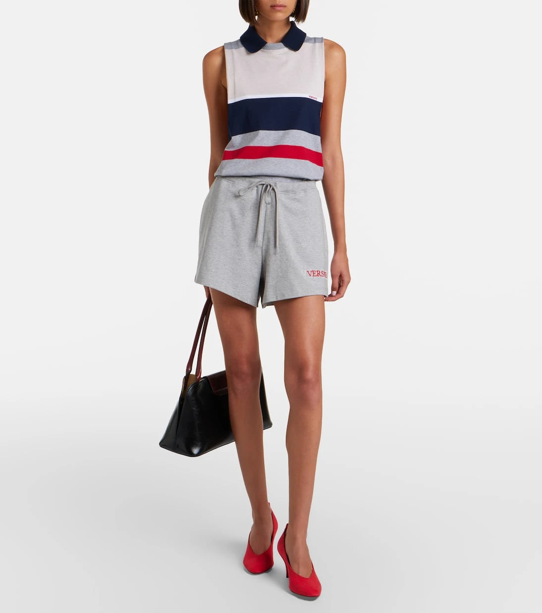 Versace - Striped cotton jersey polo dress