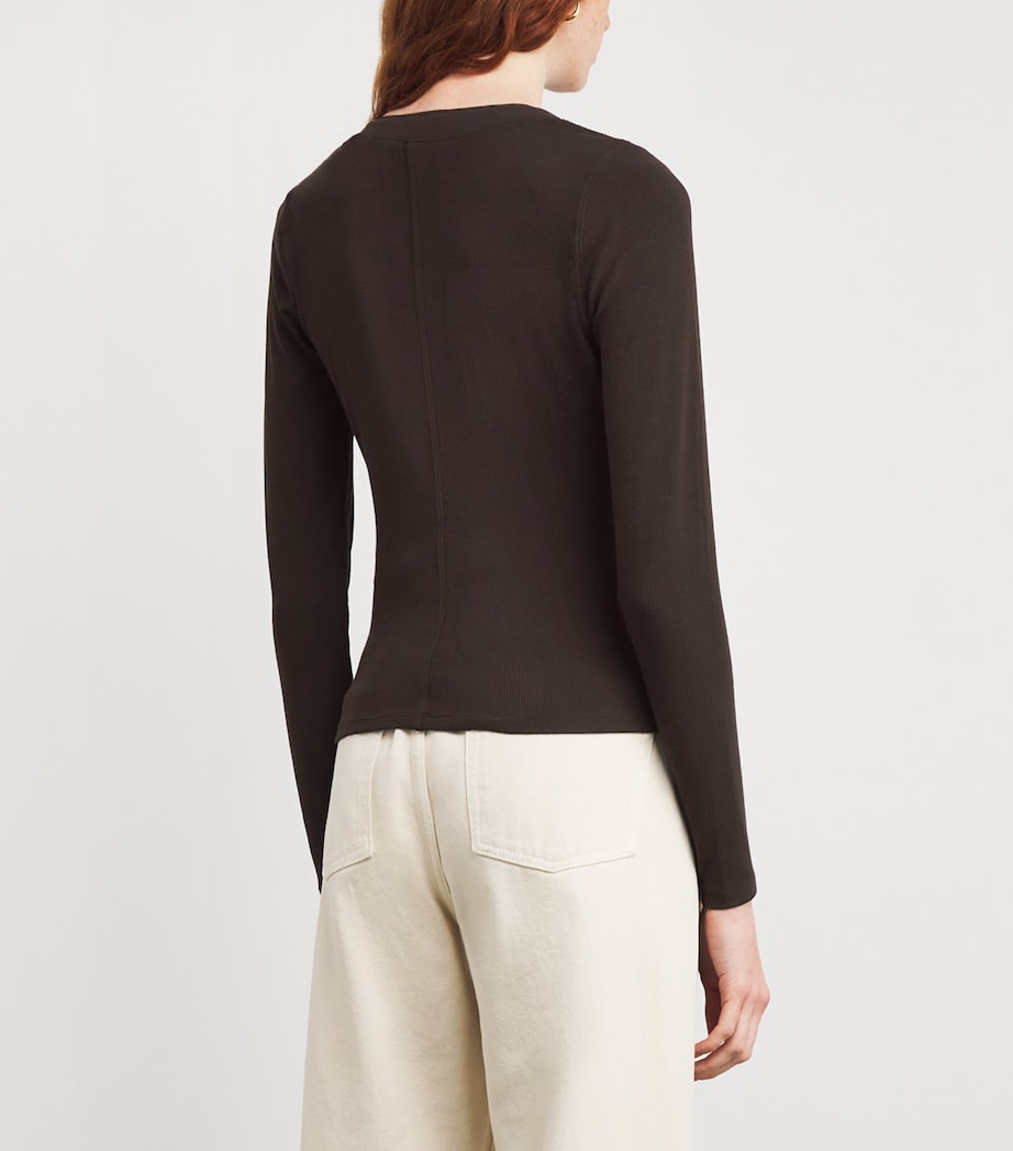 Brown Modal Ribbed Henley T-Shirt