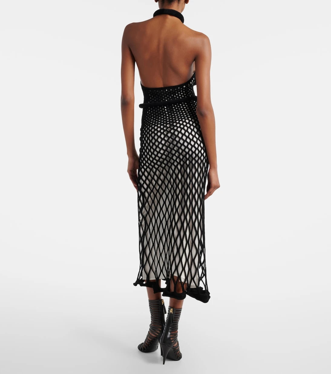 Givenchy - Halterneck open-back mesh midi dress