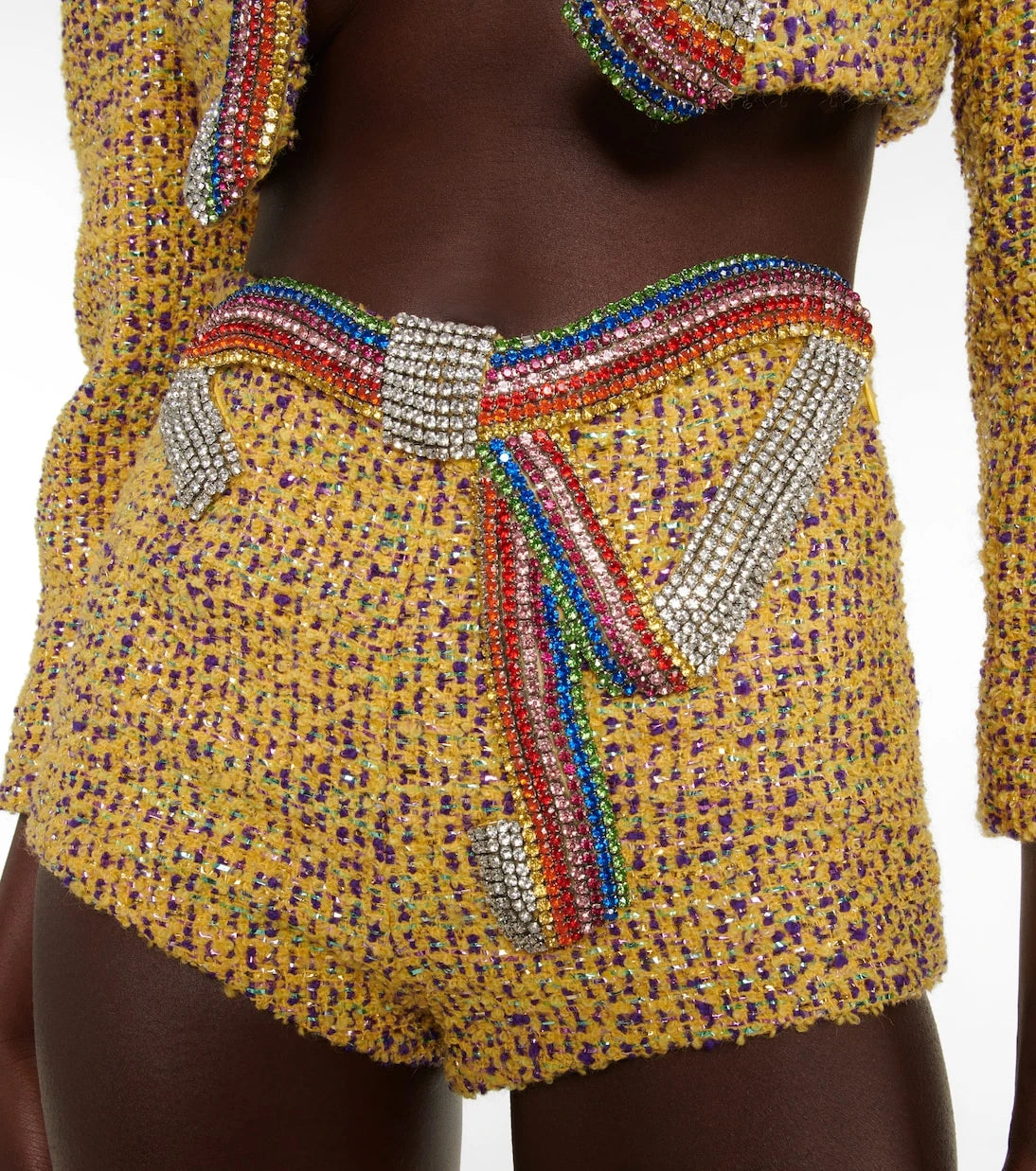 Area - Crystal-embellished tweed shorts