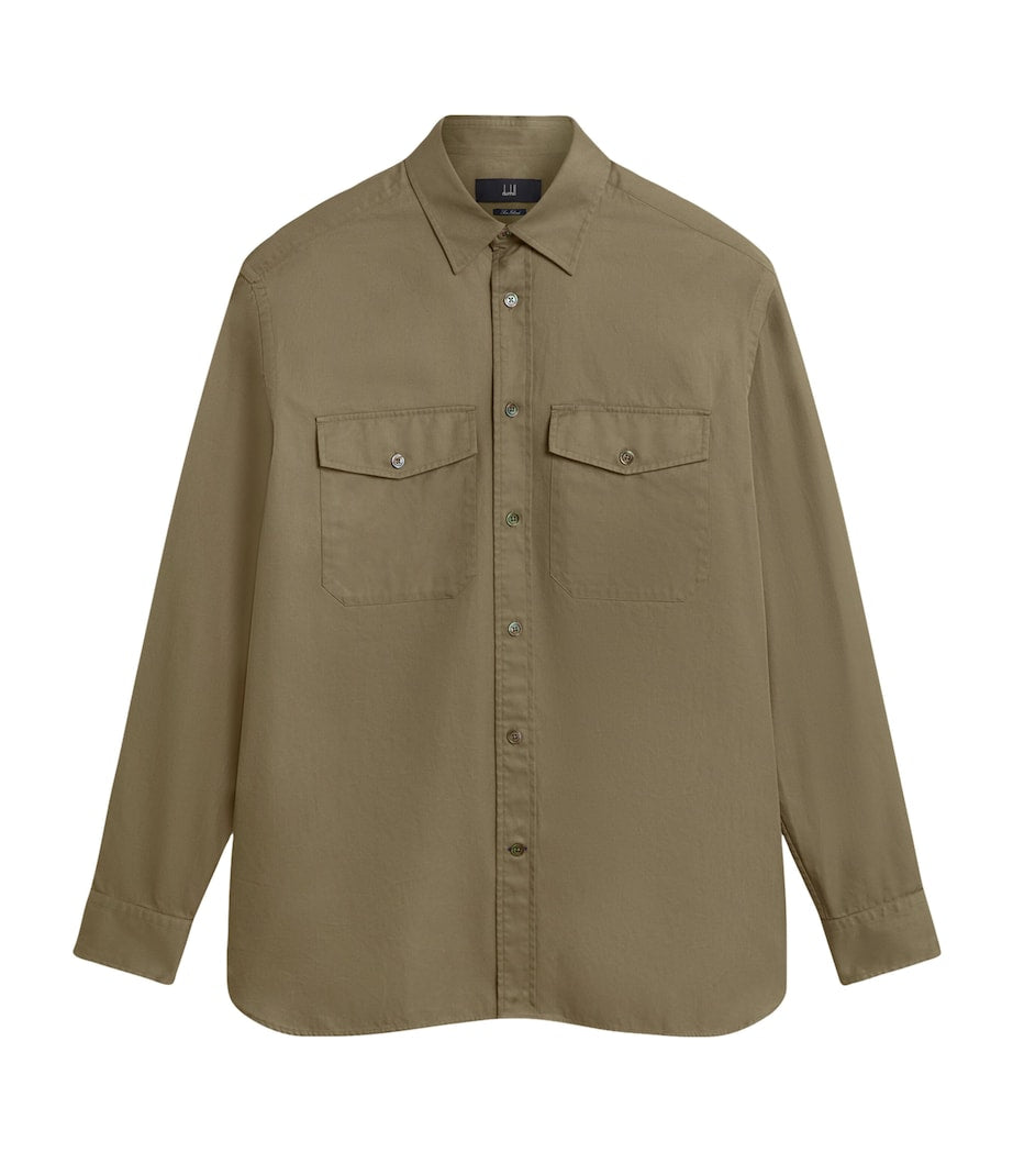 Green Cotton Gabardine Overshirt