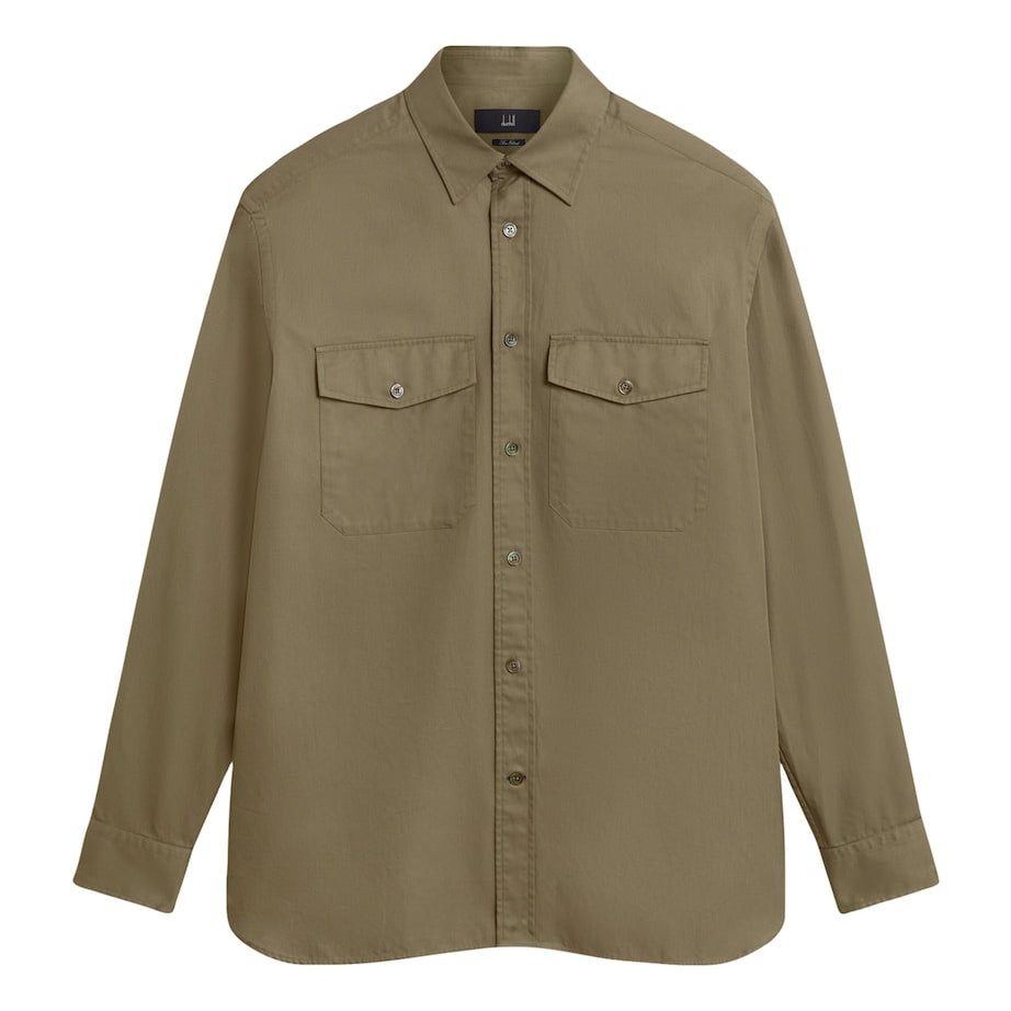 Green Cotton Gabardine Overshirt