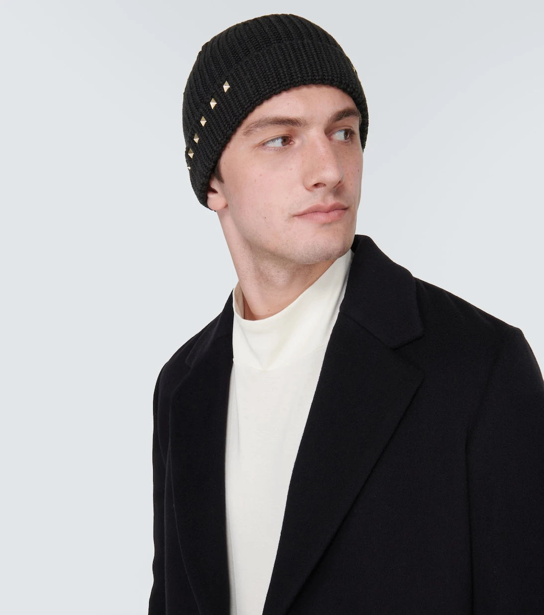 Valentino Garavani - Rockstud ribbed-knit wool beanie