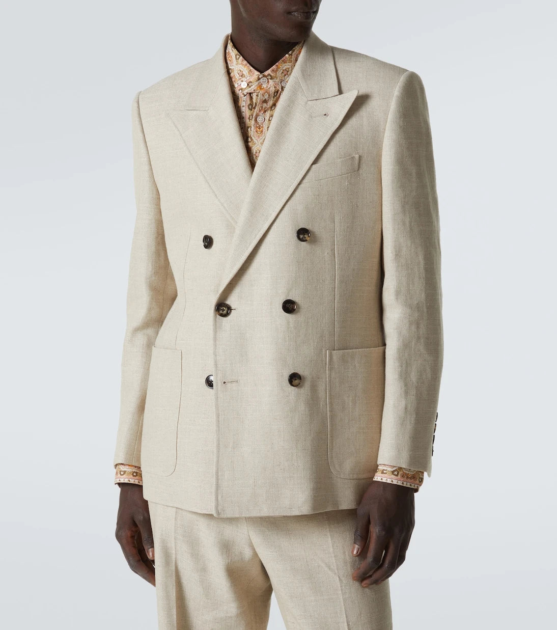 Valentino - Double-breasted linen-blend blazer
