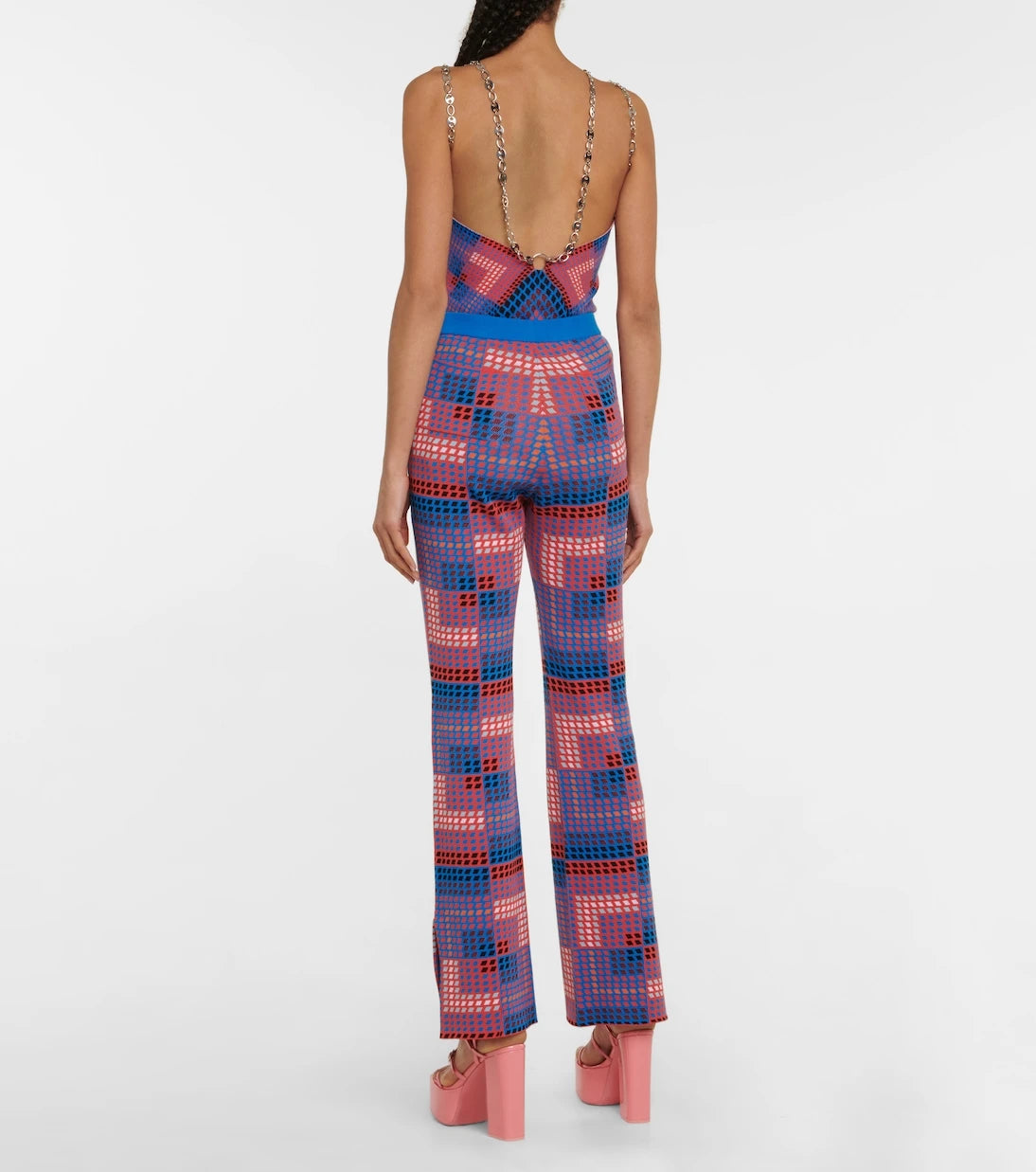 Rabanne - High-rise flared jacquard pants