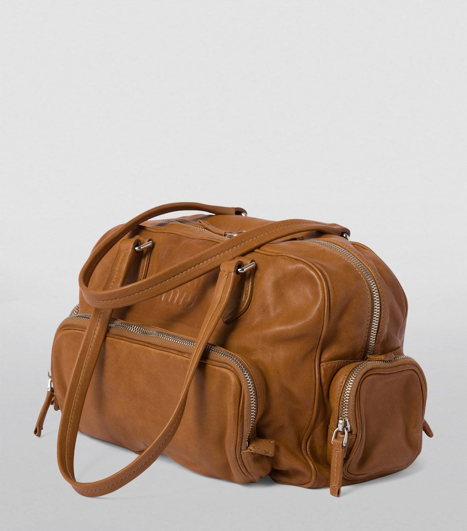 Brown Nappa Leather Top-Handle Bag