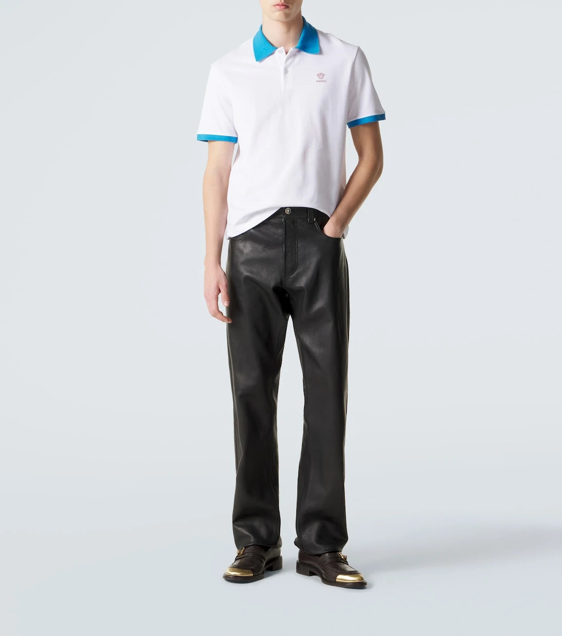 Versace - Printed cotton piqué polo shirt