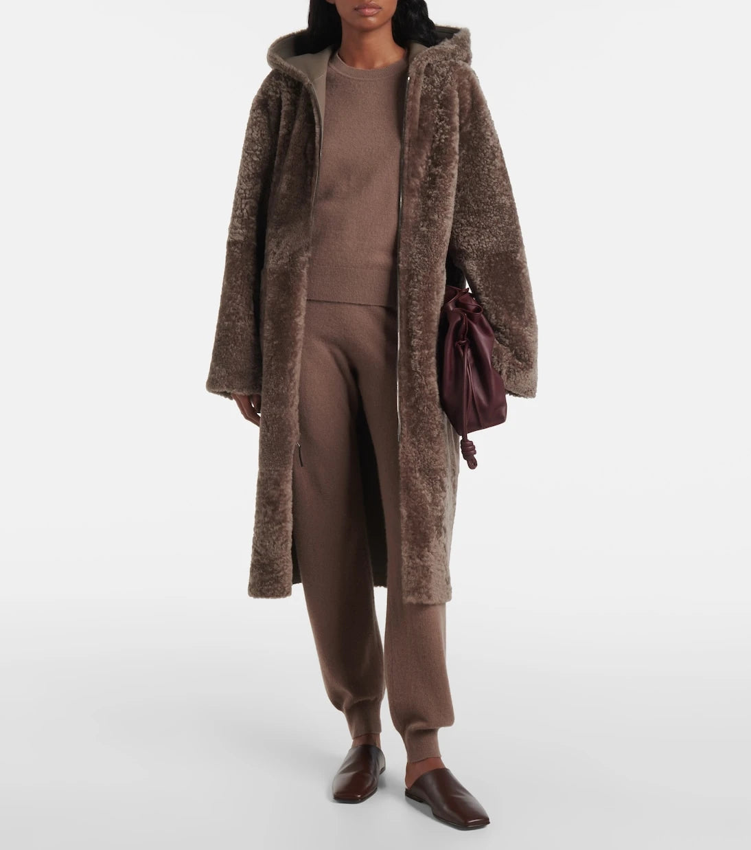 Joseph - Reversible shearling and leather hooded coat