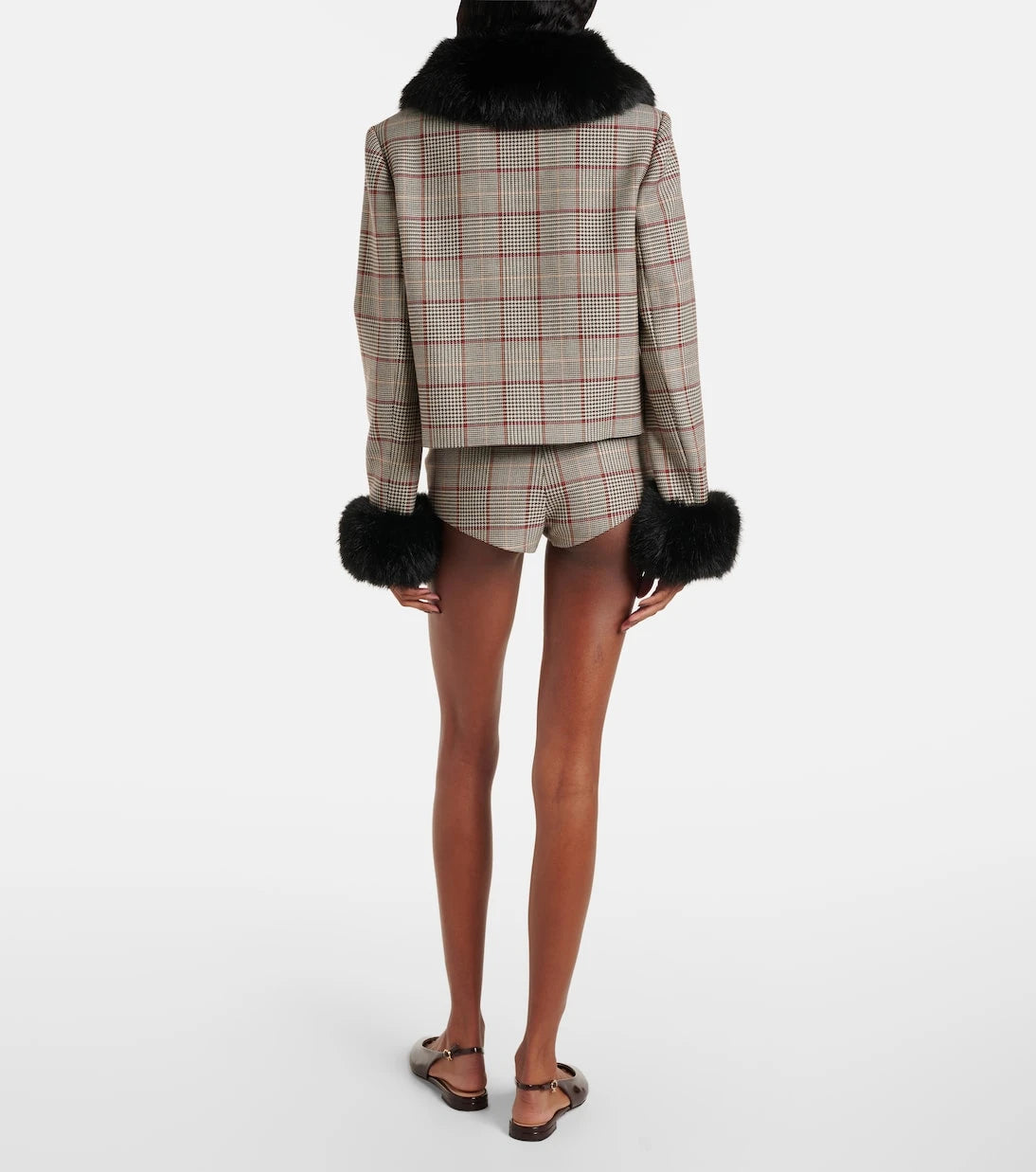 Self-Portrait - Checked cropped jacket