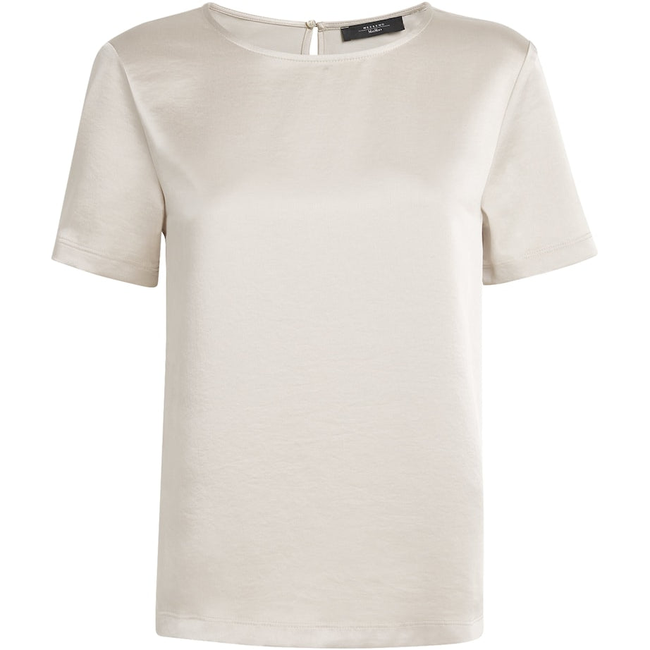 Weekend Max Mara White Satin-Front T-Shirt