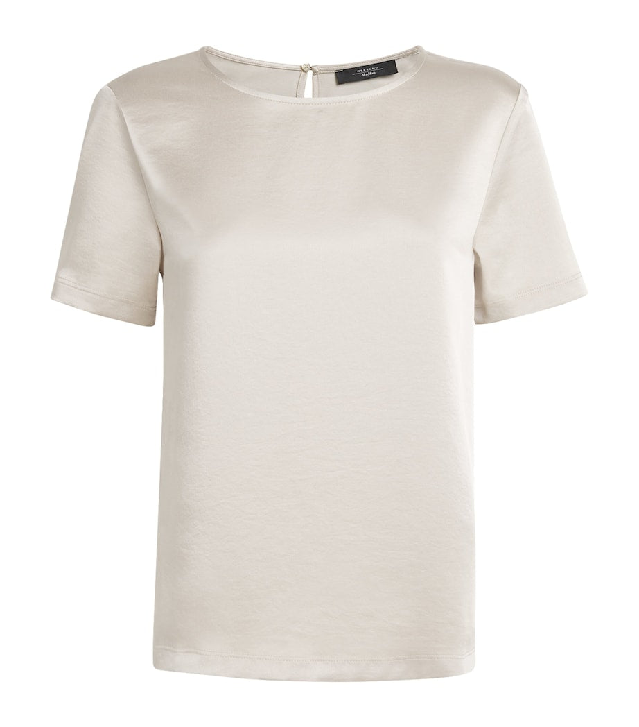 Weekend Max Mara White Satin-Front T-Shirt