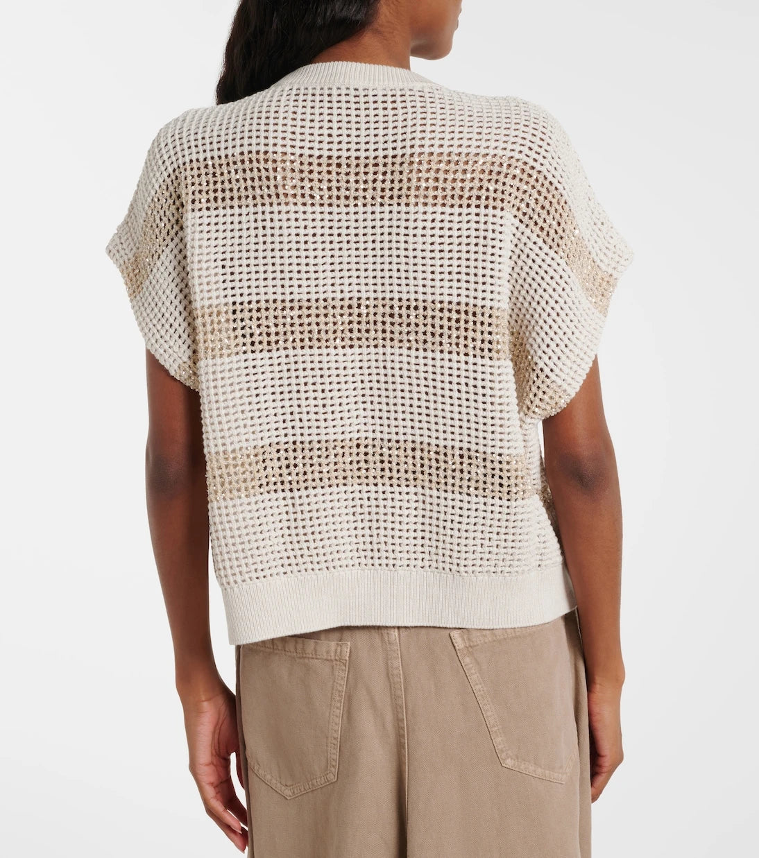 Brunello Cucinelli - Open-knit sequined cotton sweater