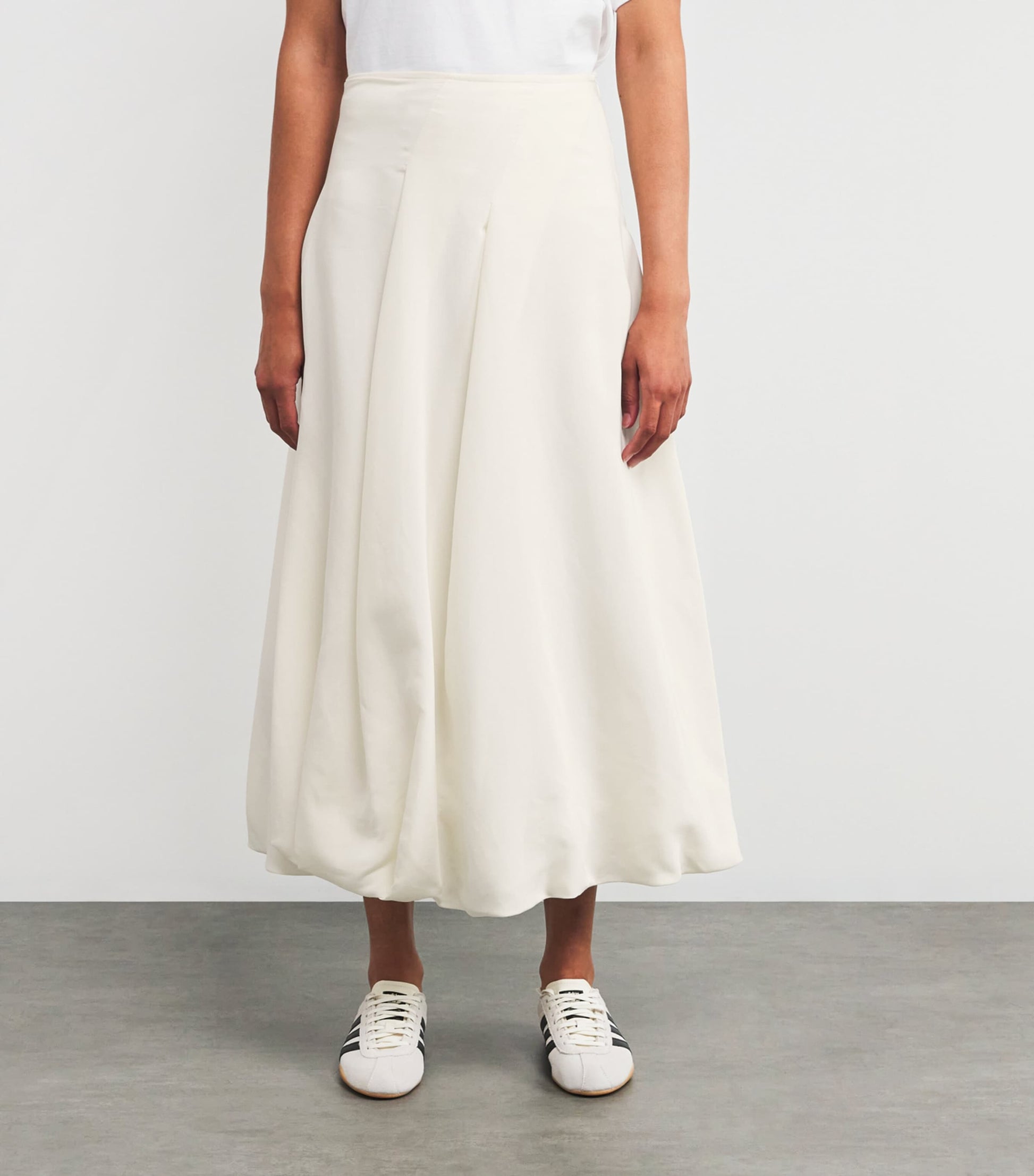 MAX&Co. White Canvas Balloon Midi Skirt
