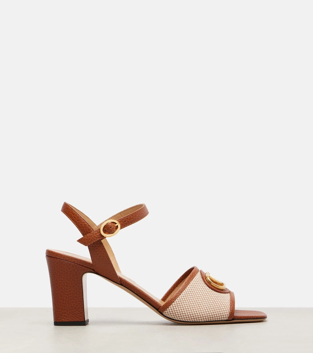 Valentino Garavani - VLogo 75 leather-trimmed canvas sandals