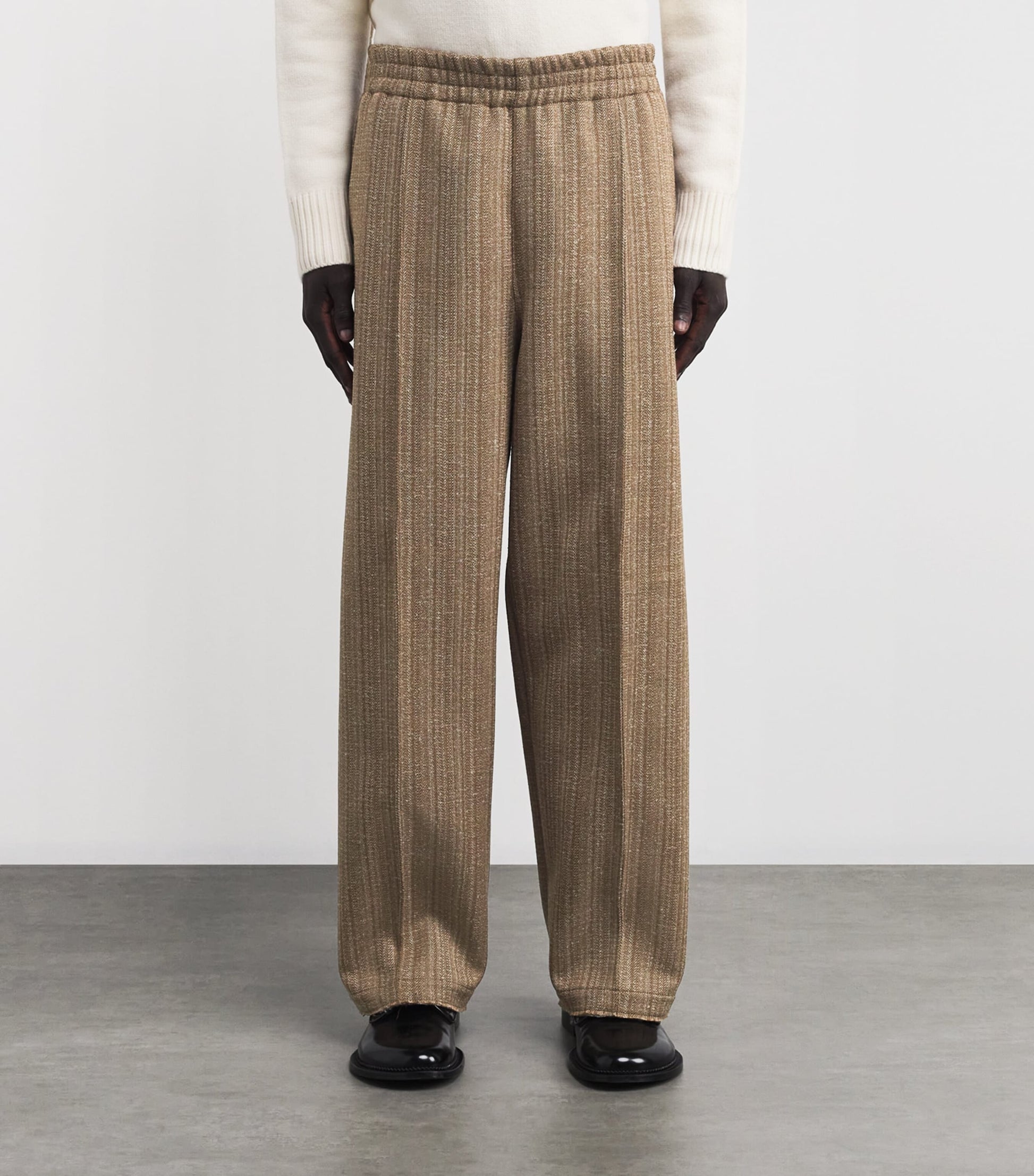 AMI Paris Wool-Blend Elasticated Wide-Leg Trousers