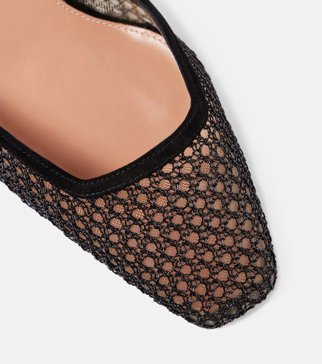 Aquazzura - حذاء آشا 35 بكعب عالٍ من الشبك مزين بالجلد السويدي