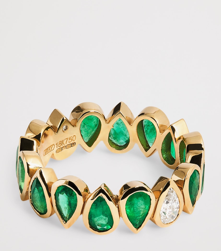 Yellow Gold, Diamond and Emerald Eternity Ring