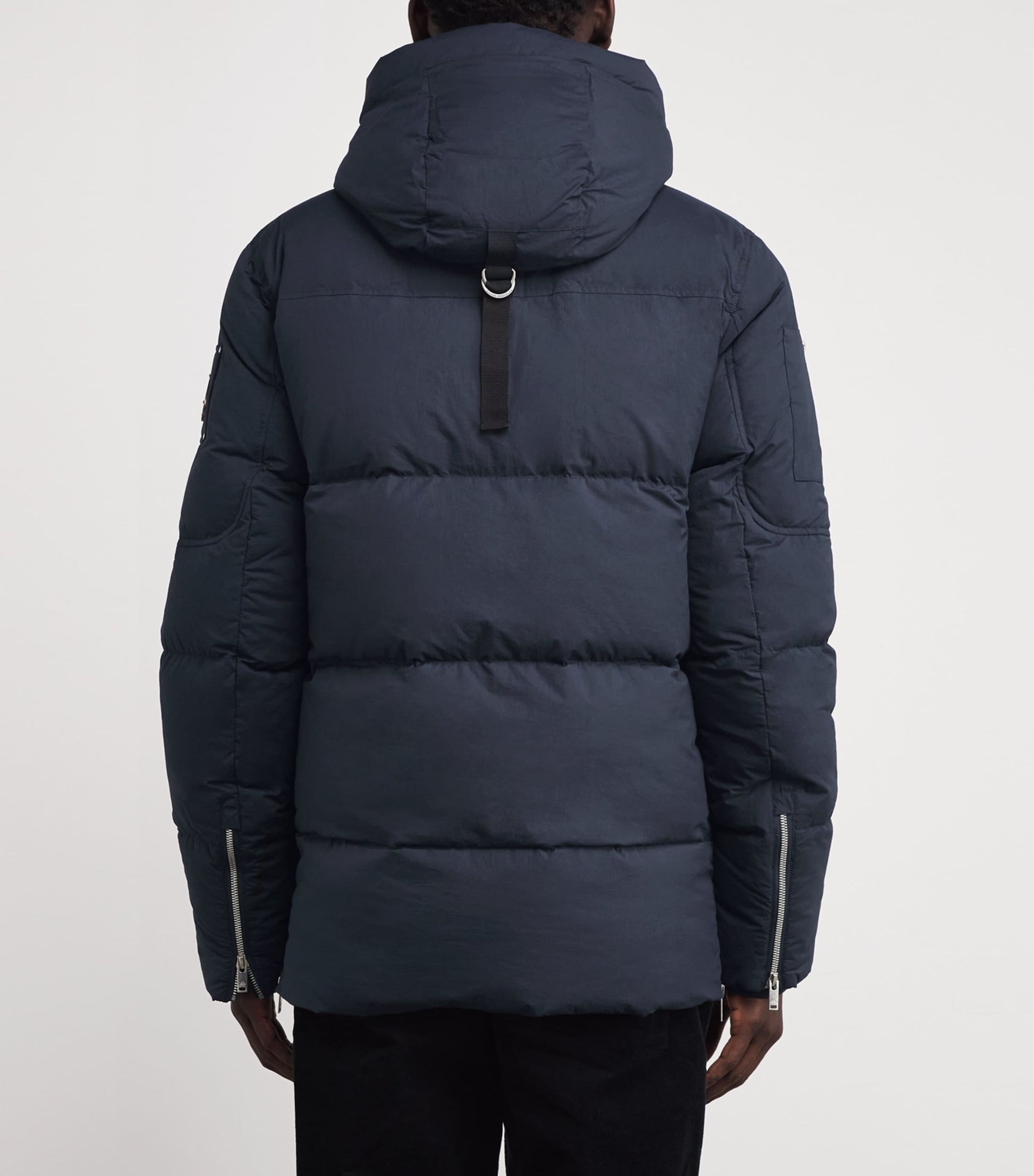 Moose Knuckles Navy Down Shearling-Trim 3Q Jacket