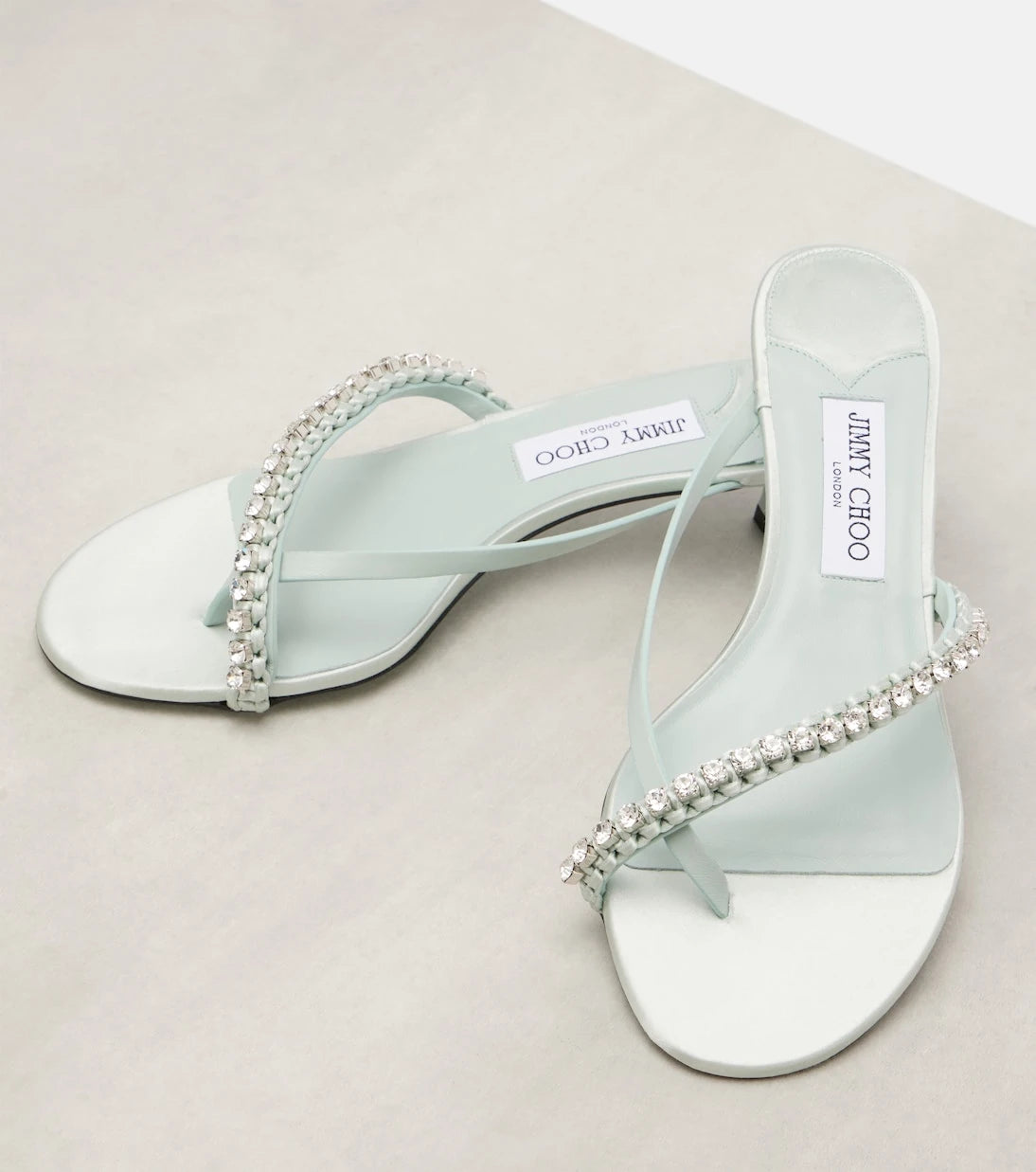Jimmy Choo - Dila 35 leather and satin thong sandals