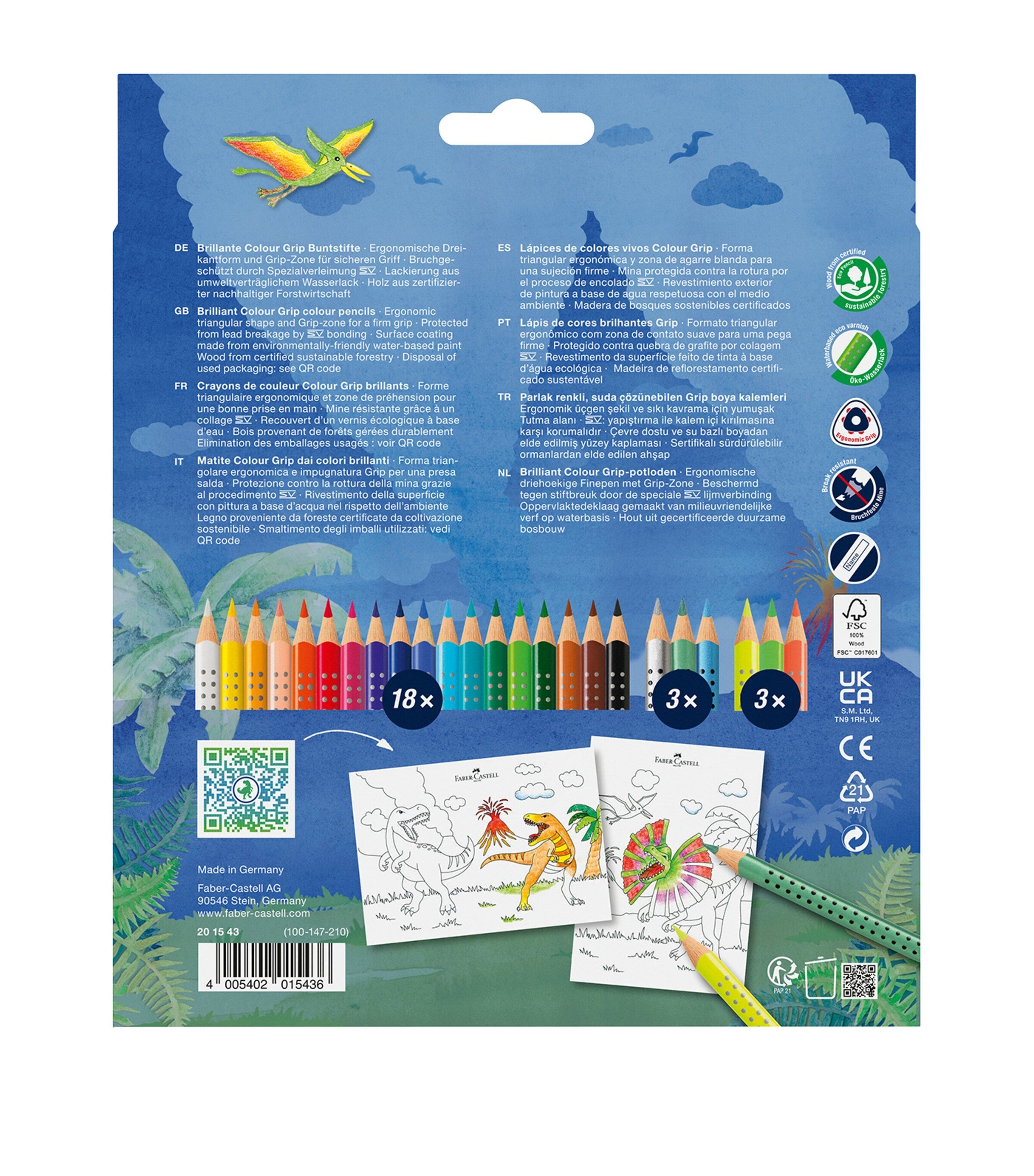 Faber-Castell Colour Grip Dinosaur Pencil Case
