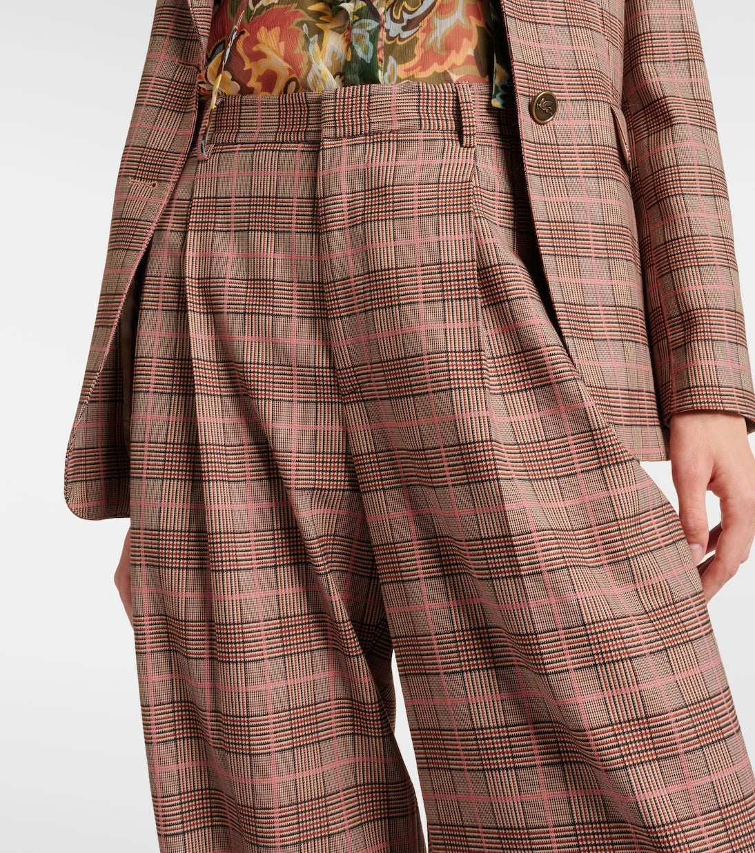 Etro - Checked high-rise wide-leg pants