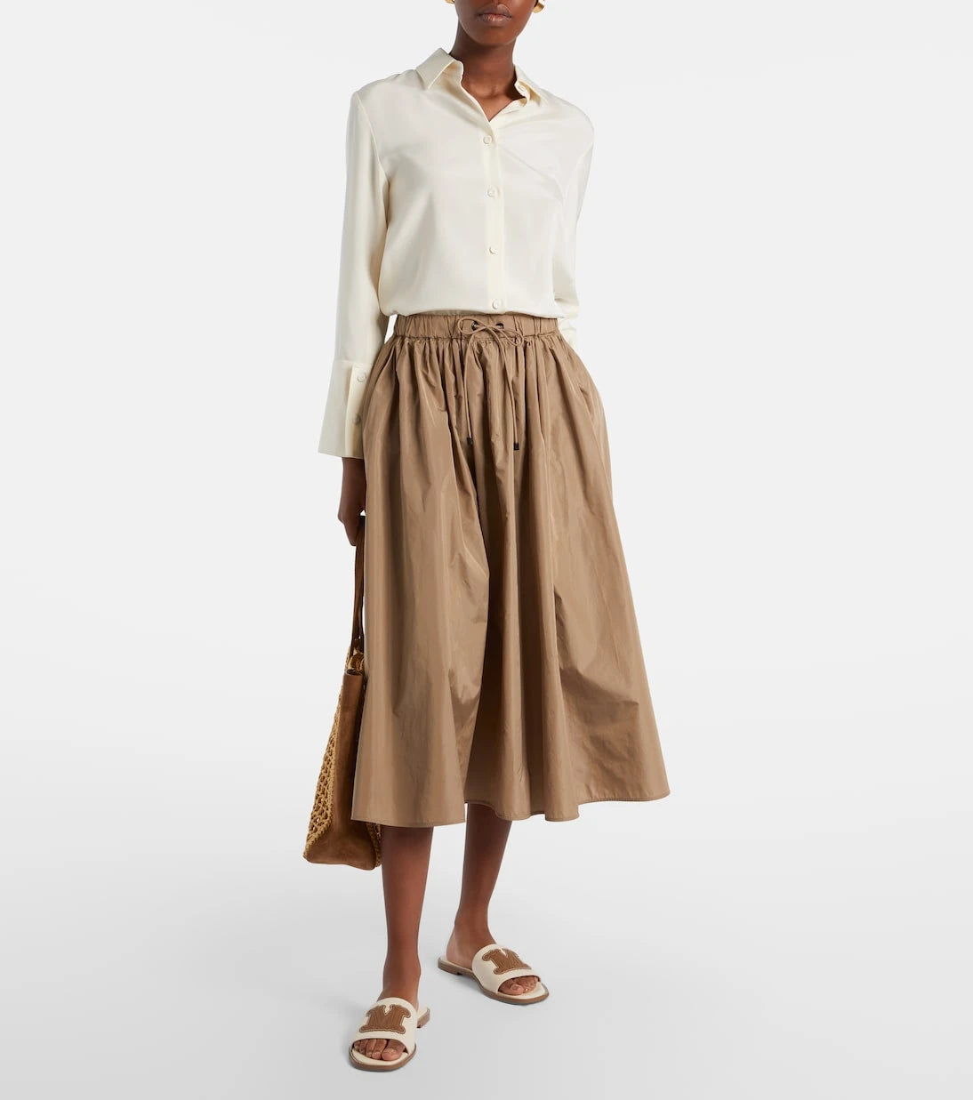 Max Mara - Caucaso deri astarlı kanvas terlik