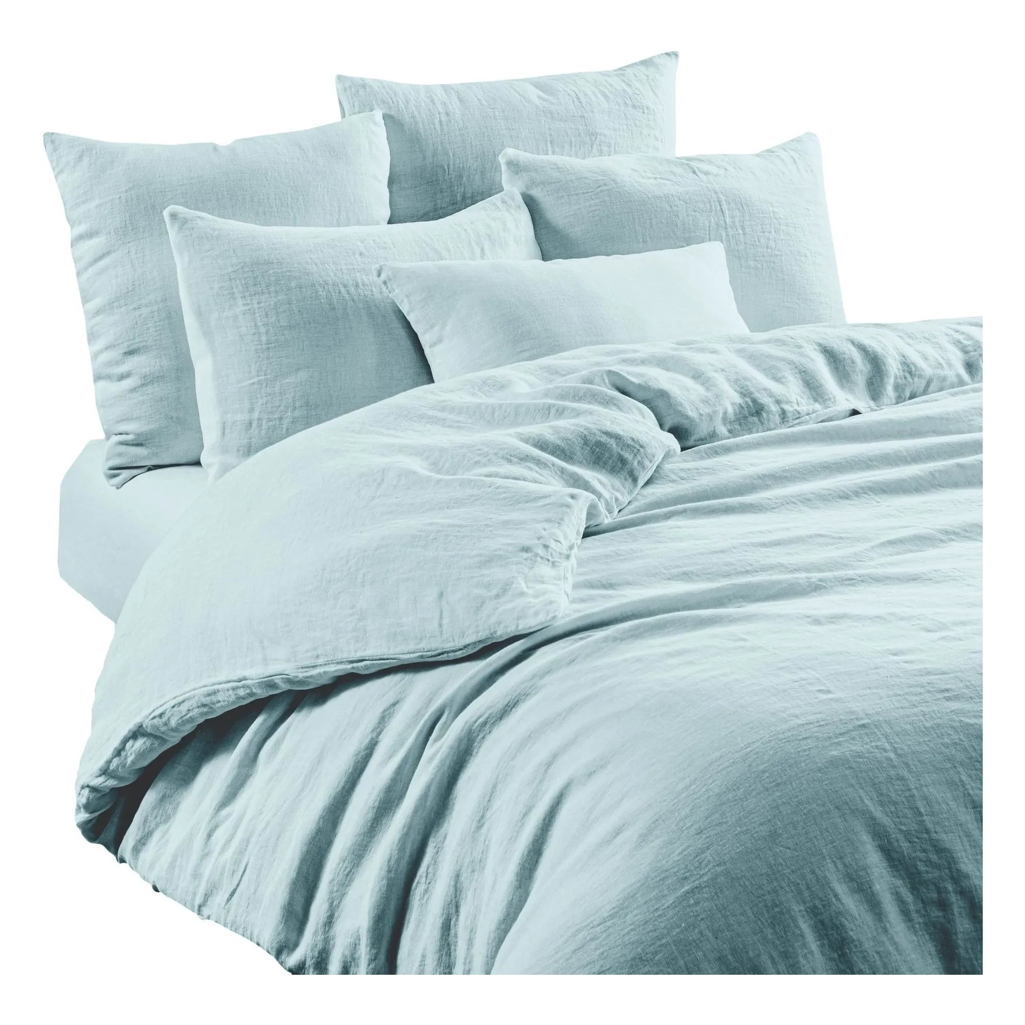 Haomy - Linen fitted sheet Leria | Light blue