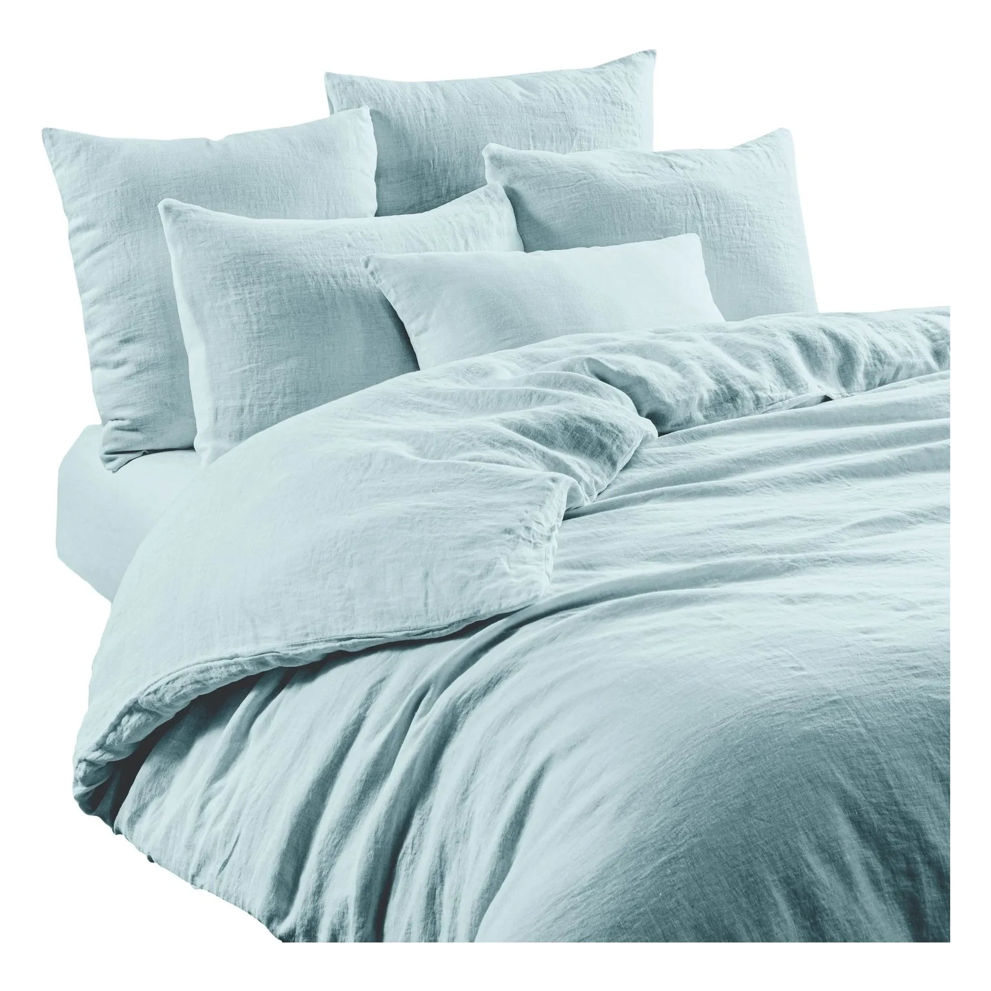 Haomy - Linen fitted sheet Leria | Light blue
