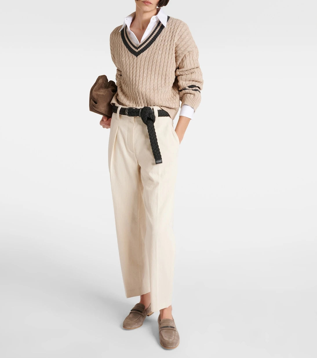 Brunello Cucinelli - Gabardine high-rise straight pants