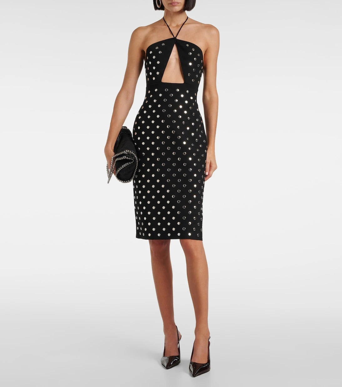 Stella McCartney - Studded cutout halterneck midi dress