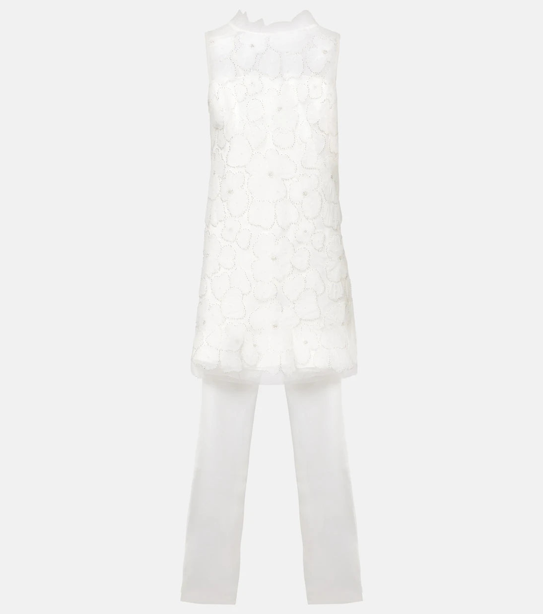Self-Portrait - Bridal bow-detail beaded satin minidress
