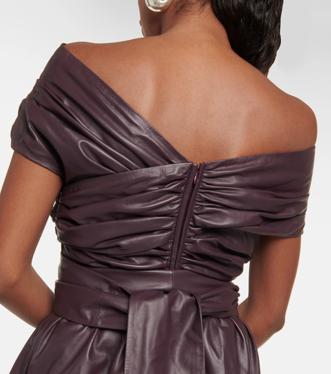 Altuzarra - Corfu off-shoulder leather maxi dress