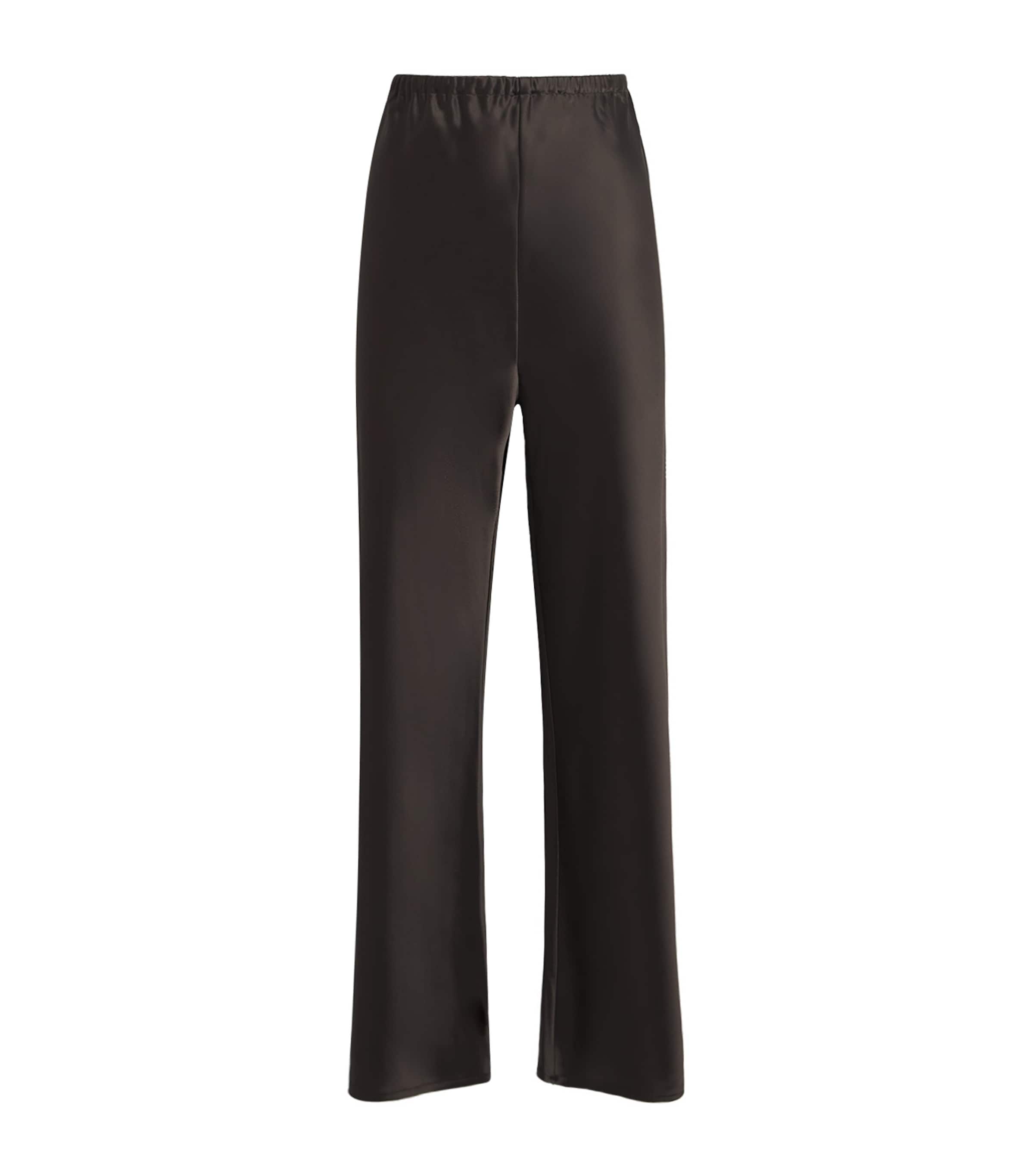 Almada Label Brown Satin Wide-Leg Trousers