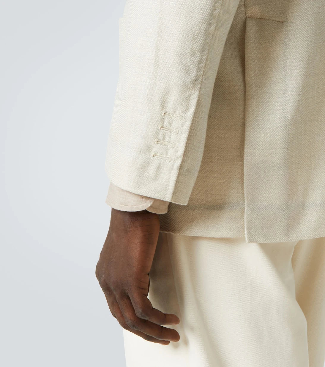 Rubinacci - Herringbone wool, silk, and linen blazer