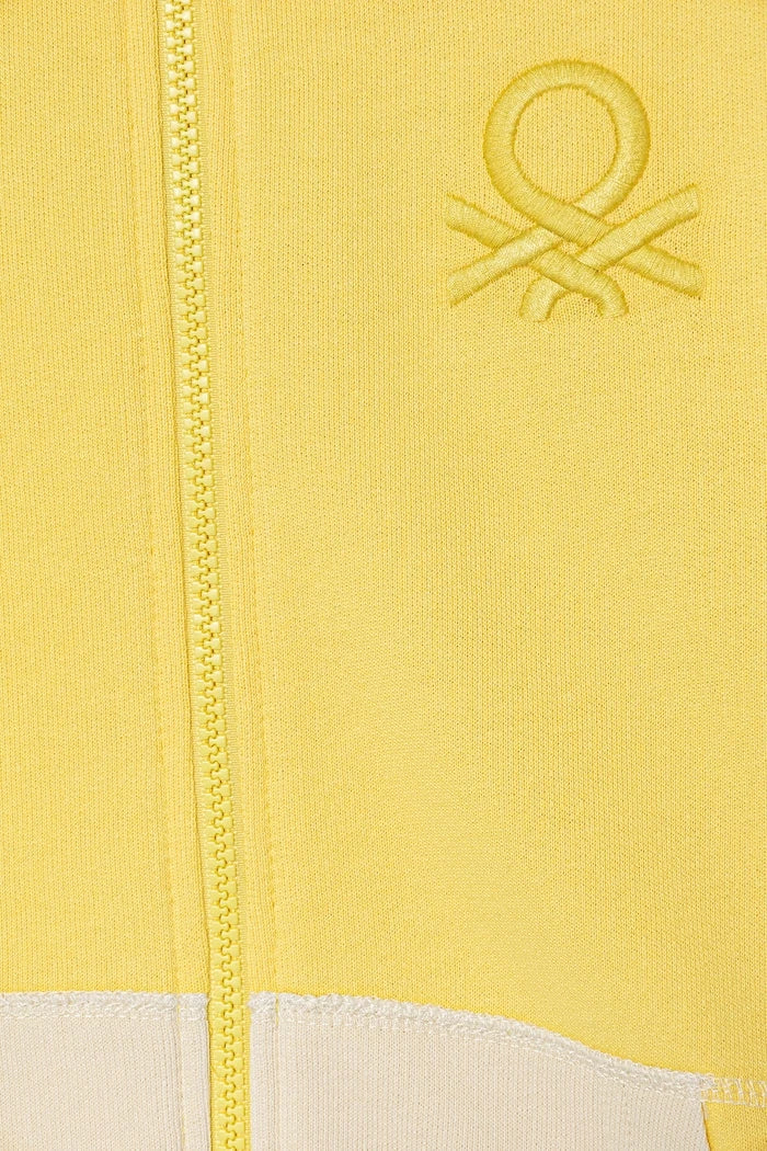 United Colors of Benetton çocuk kapüşonlu fermuarlı pamuklu sweatshirt