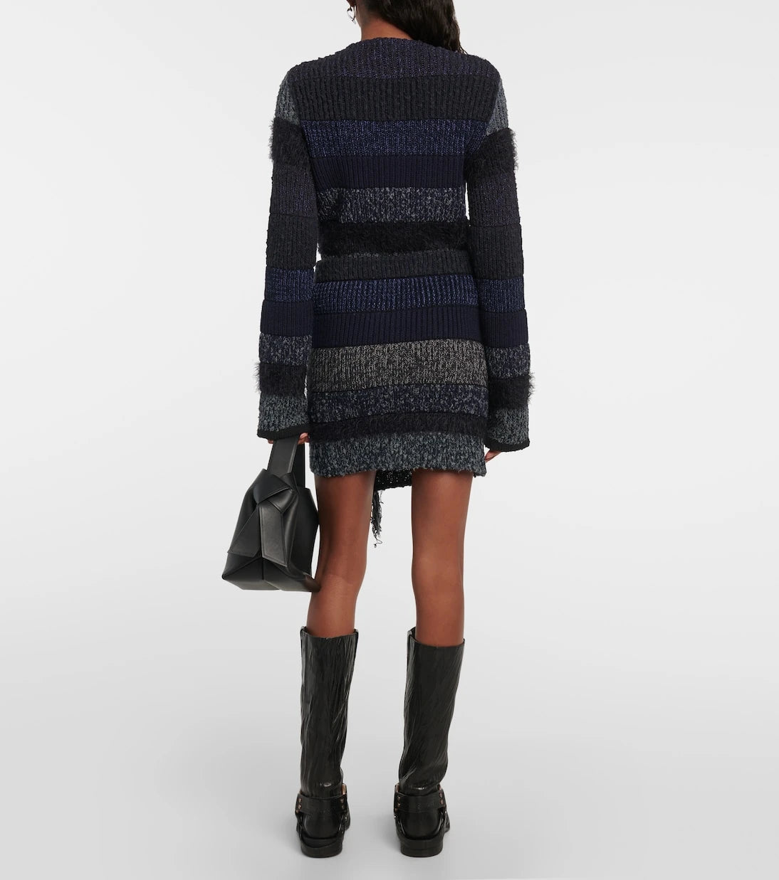 Acne Studios - تنورة قصيرة مخططة من مزيج القطن المحبوك