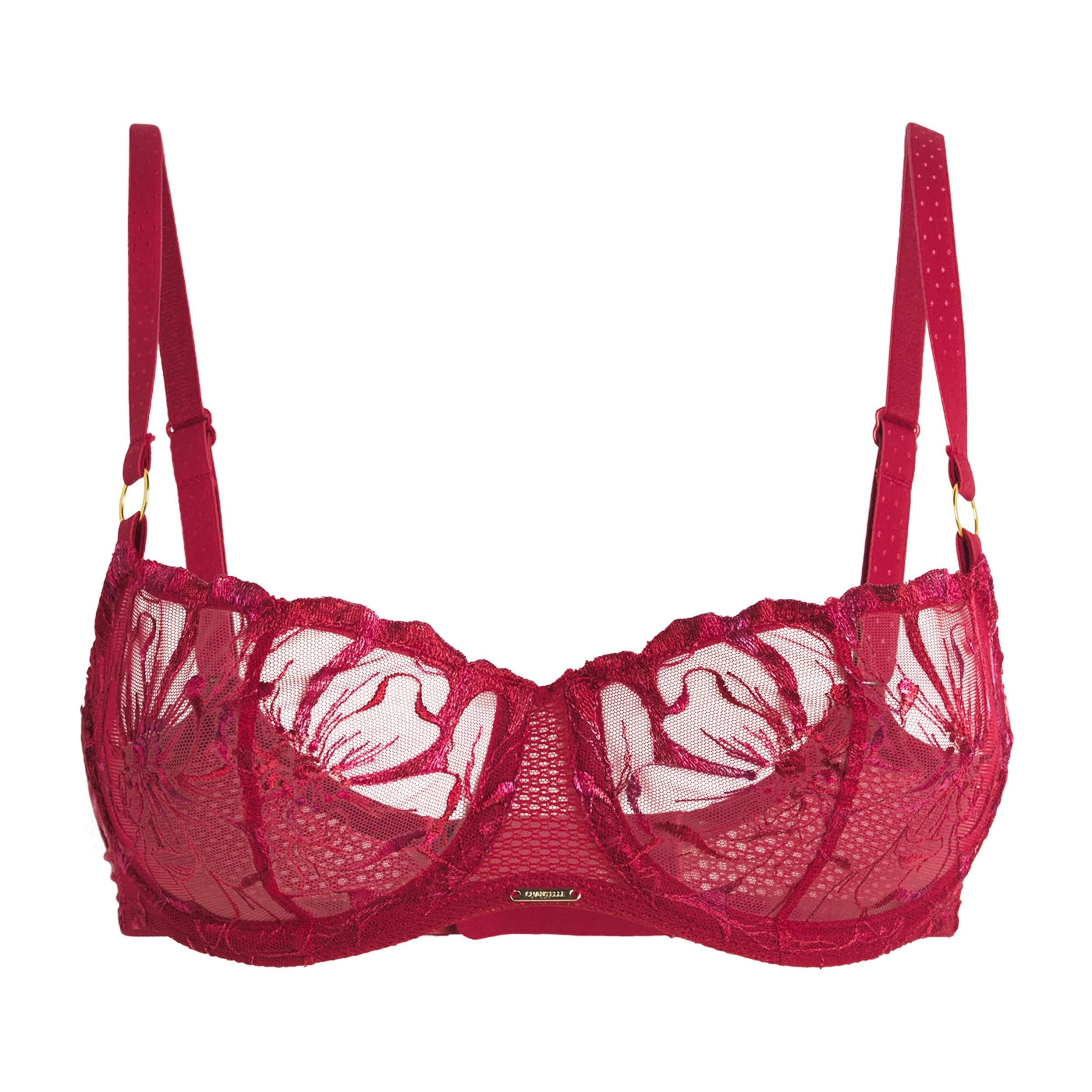 Embroidered Fleurs Balconette Bra B01 CANDY APPLE