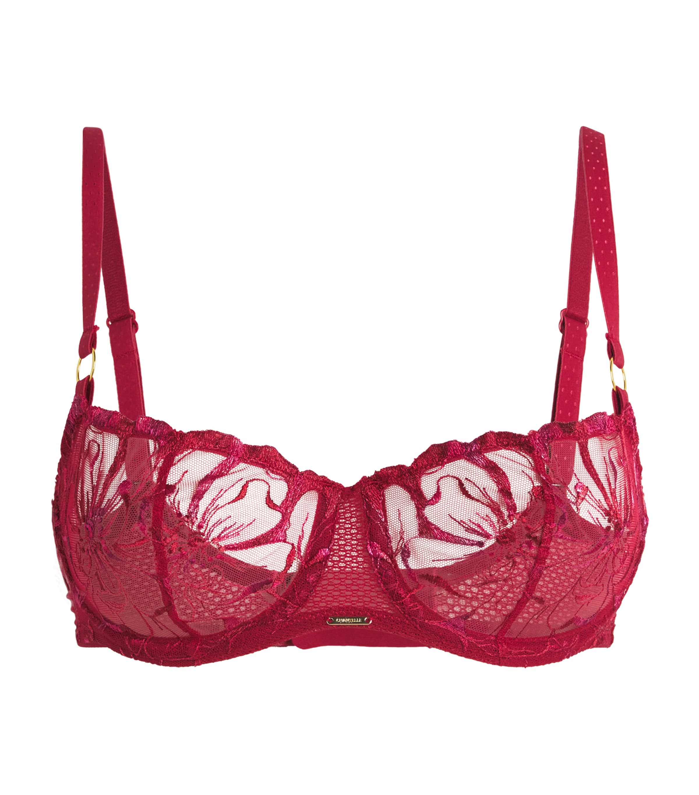 Embroidered Fleurs Balconette Bra B01 CANDY APPLE